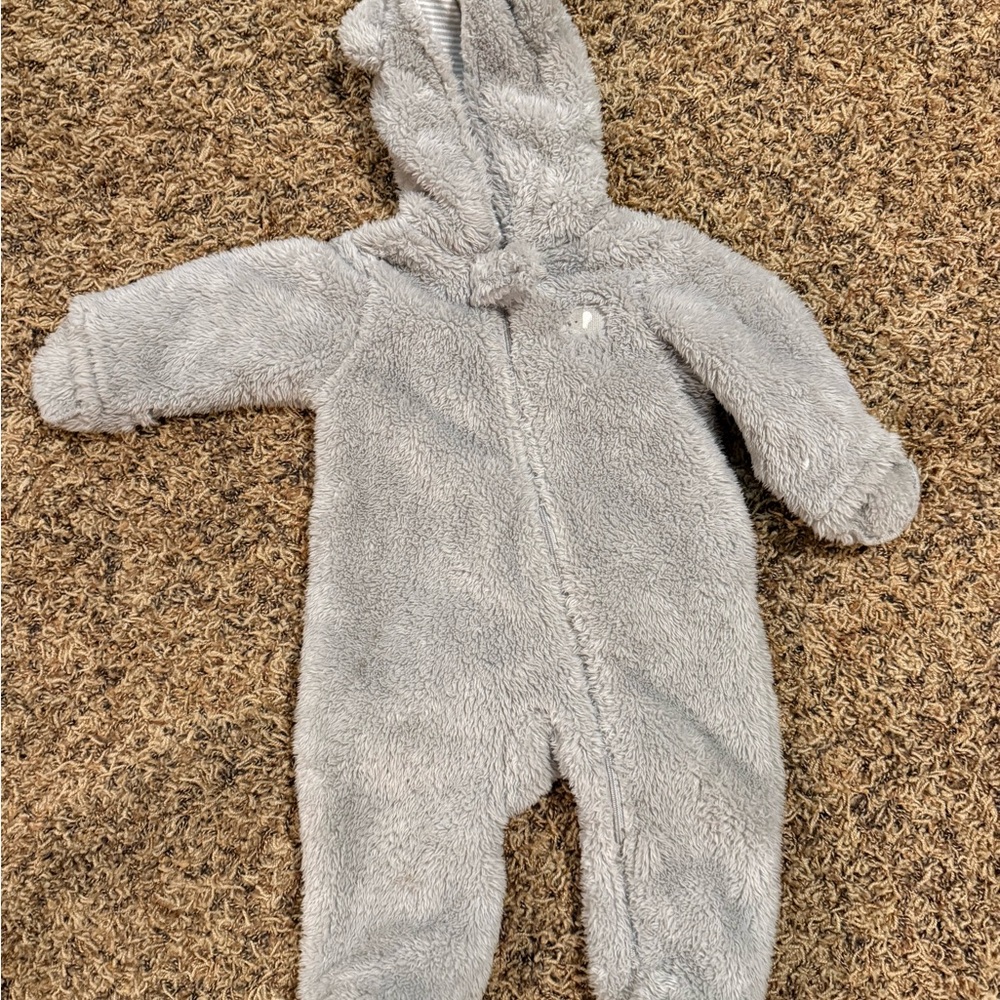 Carter's Soft Gray Fleece Footie Snowsuit Bunting